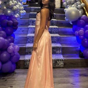 Satin rose long dress